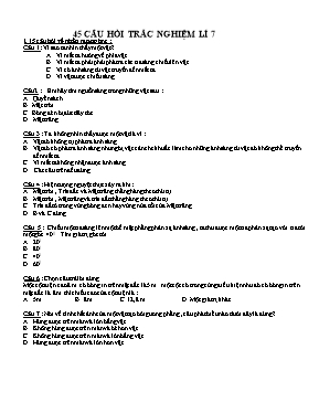 45 Câu hỏi trắc nghiệm Vật lí lớp 7 (Có đáp án)